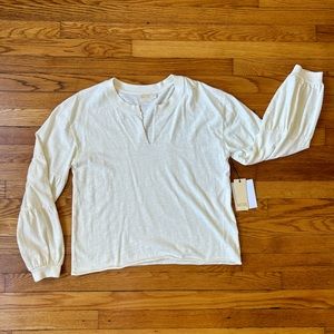Nation LTD Cream Long Sleeve Henley Top
